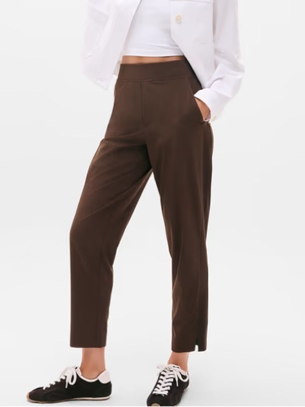 Athleta Brooklyn Ankle Pant Trouser Size 12 Tall Chocolate Brown